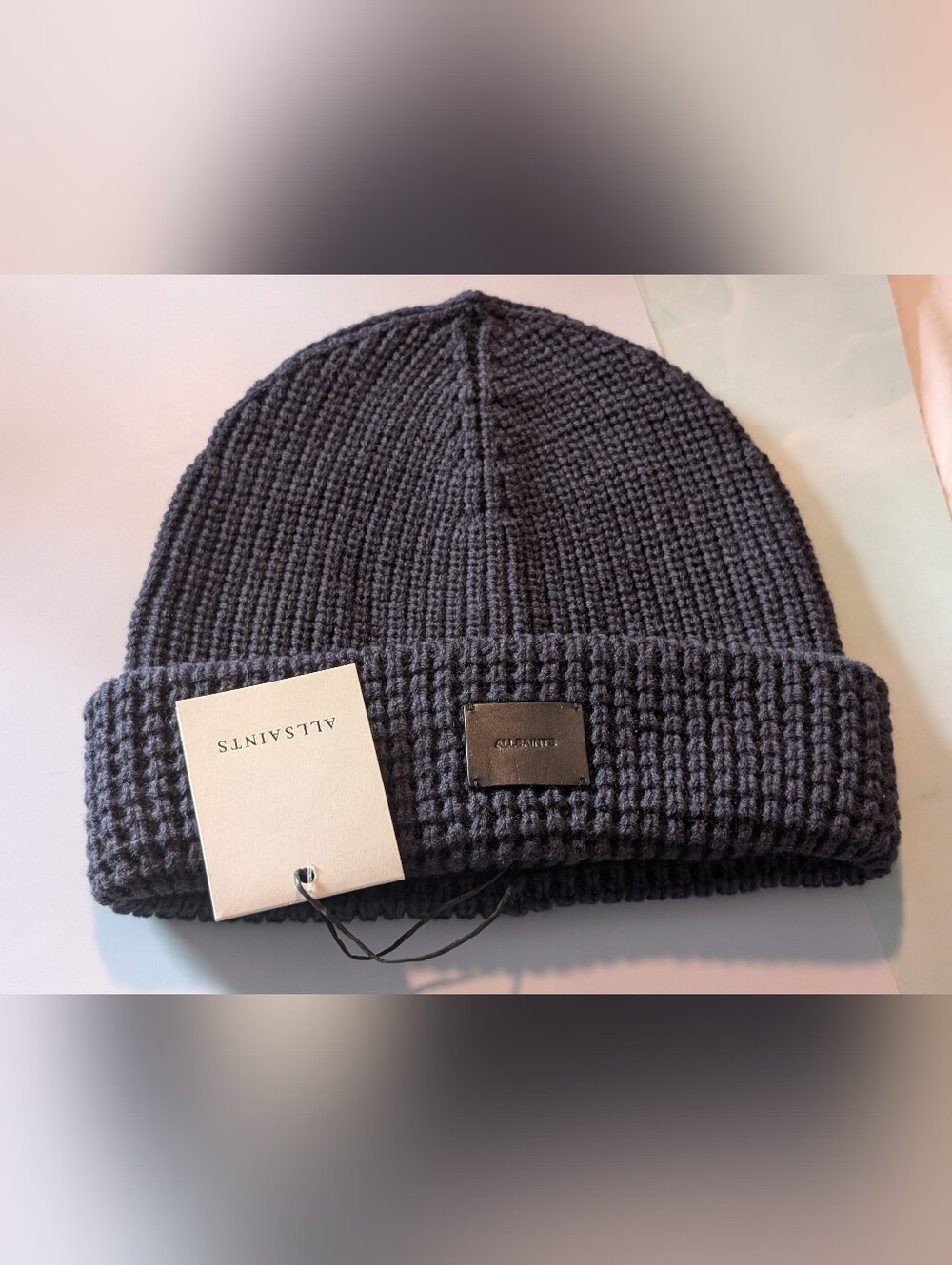AllSaints Angled Stitch Marled Beanie